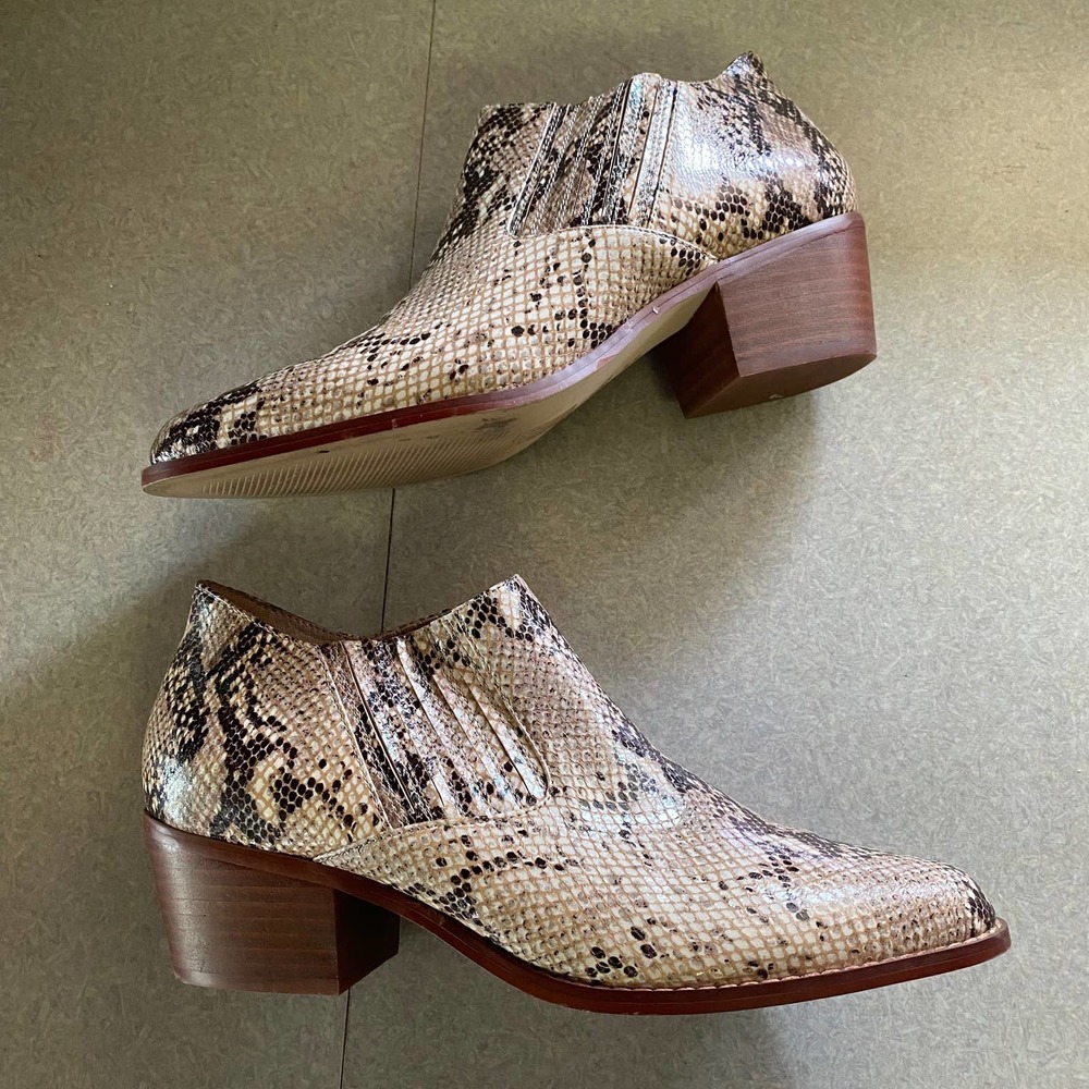 By Anthropologie Marion Python Snakeskin Minimalist Coastal Cowgirl Bootie